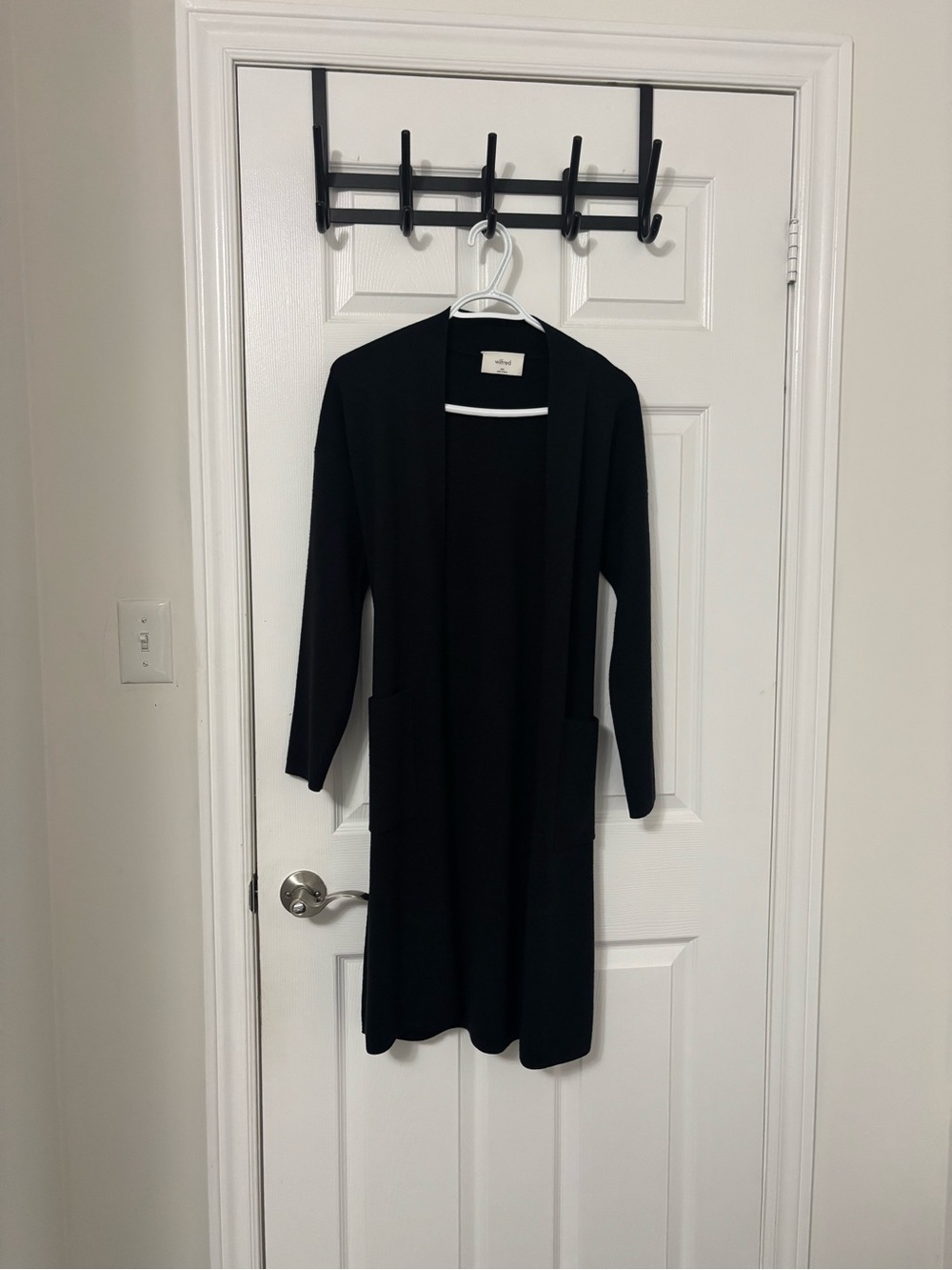 Wilfred Black Open-Front Long Cardigan